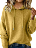 Drawstring Long Sleeve Hooded Sweater - Plush Fashion Hub