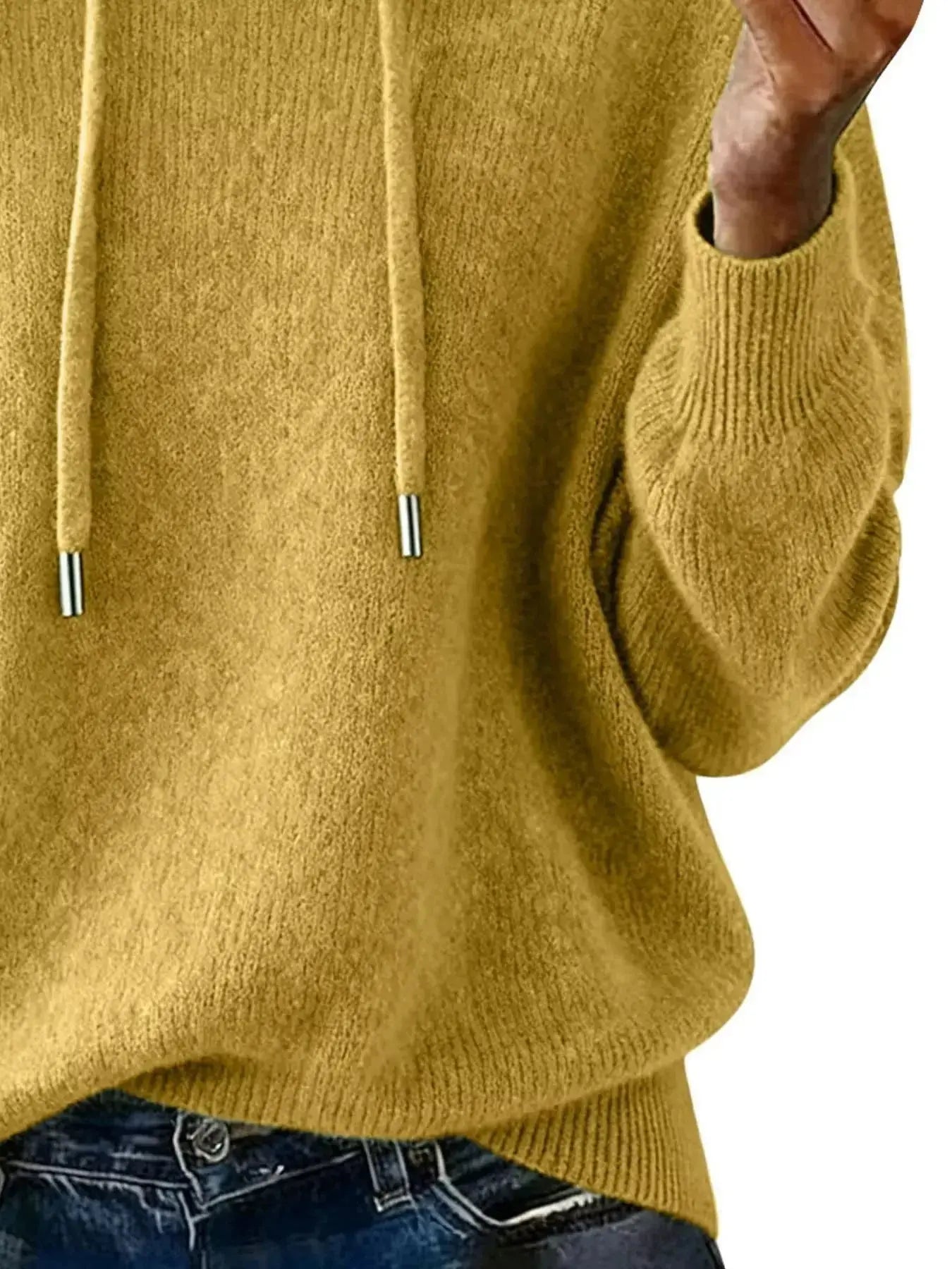 Drawstring Long Sleeve Hooded Sweater - Plush Fashion Hub