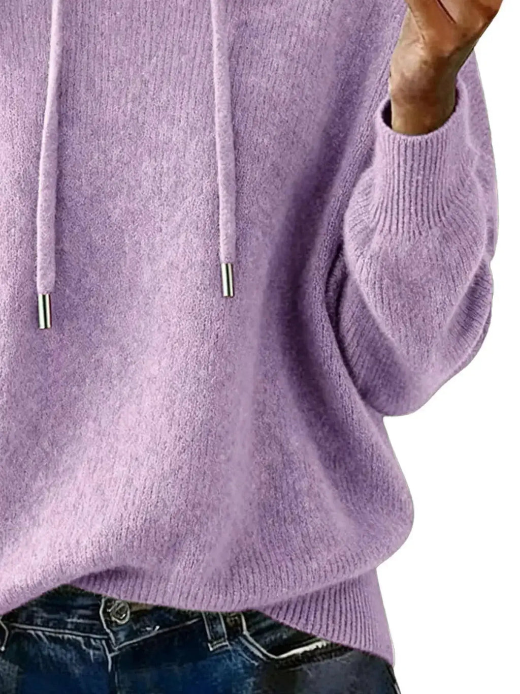 Drawstring Long Sleeve Hooded Sweater - Plush Fashion Hub