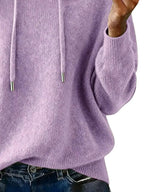Drawstring Long Sleeve Hooded Sweater - Plush Fashion Hub