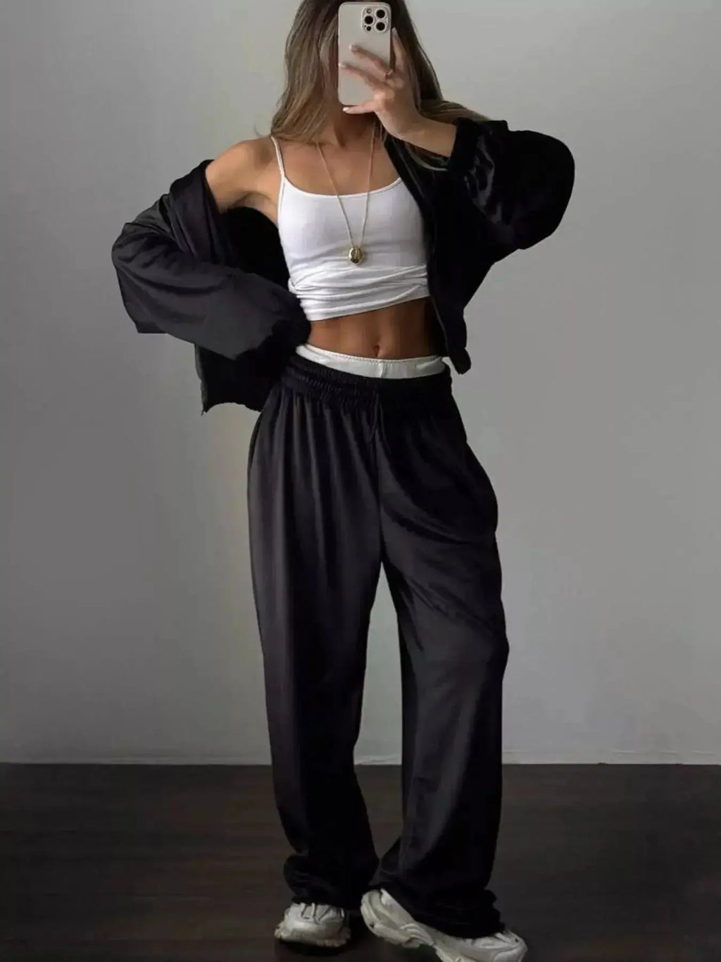 Zip Up Long Sleeve Outerwear and Pants Set - Plush Fashion Hub