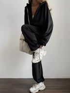 Zip Up Long Sleeve Outerwear and Pants Set - Plush Fashion Hub