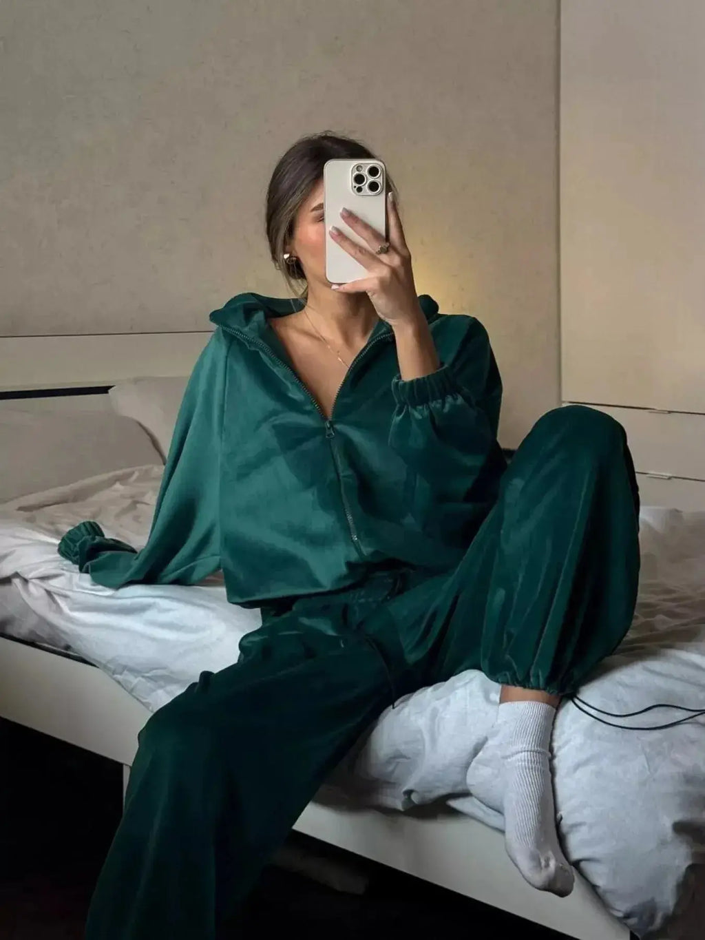 Zip Up Long Sleeve Outerwear and Pants Set - Plush Fashion Hub