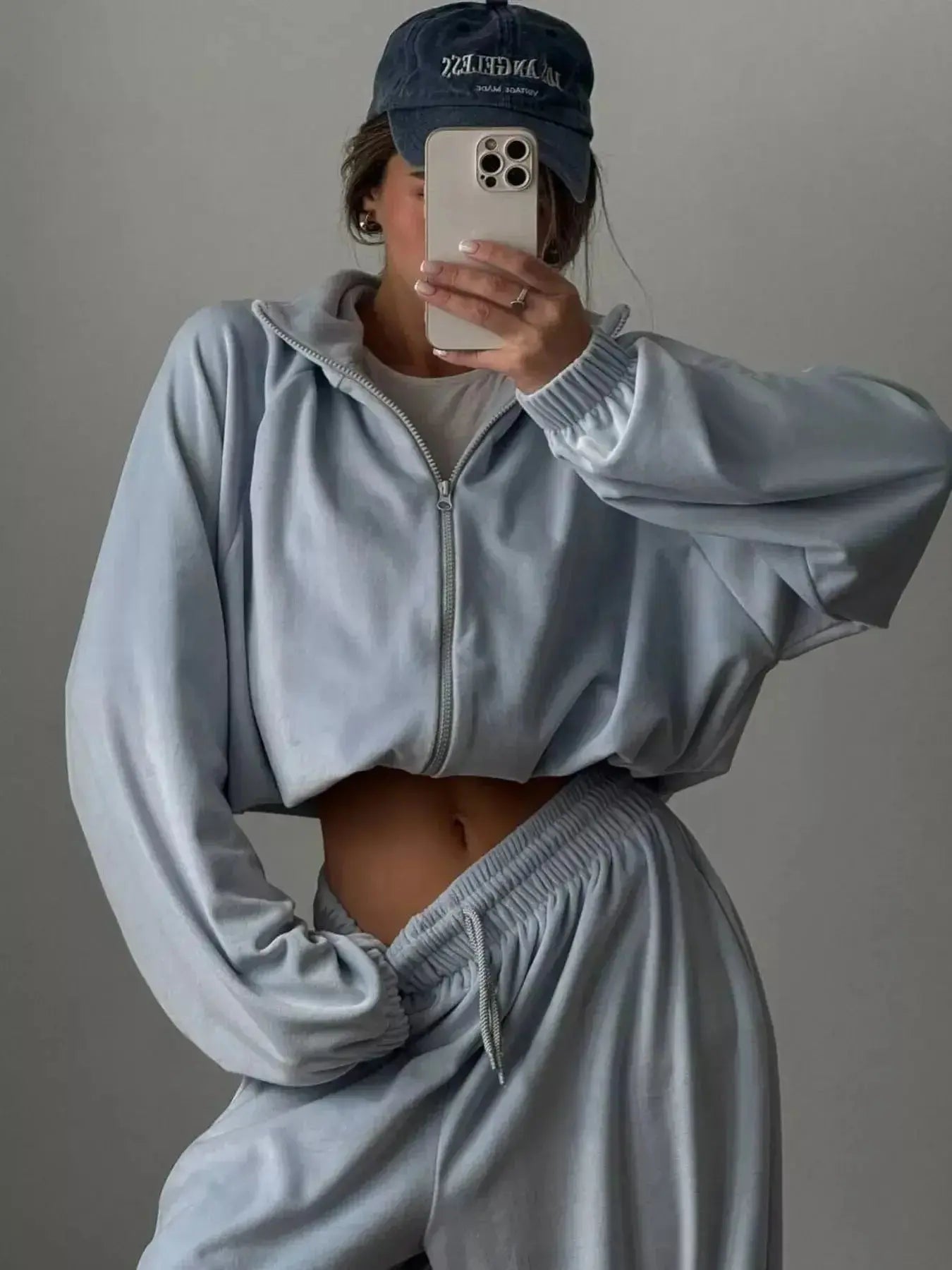 Zip Up Long Sleeve Outerwear and Pants Set - Plush Fashion Hub