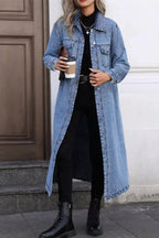 Longline Button-Down Denim Jacket - Plush Fashion Hub