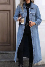 Longline Button-Front Denim Jacket - Plush Fashion Hub