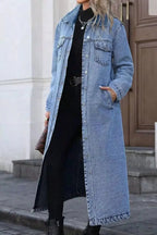 Longline Button-Front Denim Jacket - Plush Fashion Hub
