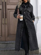 Longline Button-Front Denim Jacket - Plush Fashion Hub