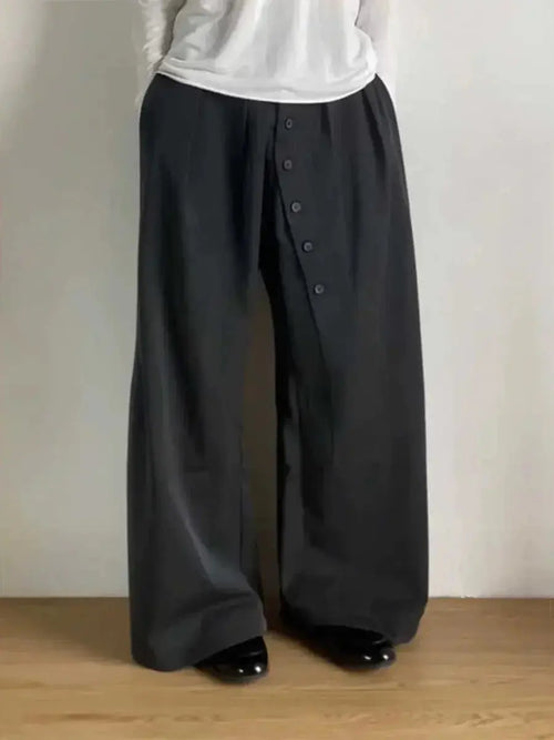 Loose Long Buttons Suit Trousers - Plush Fashion Hub