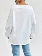 Off-Shoulder Drawstring Sweatshirt - Plush Fashion Hub