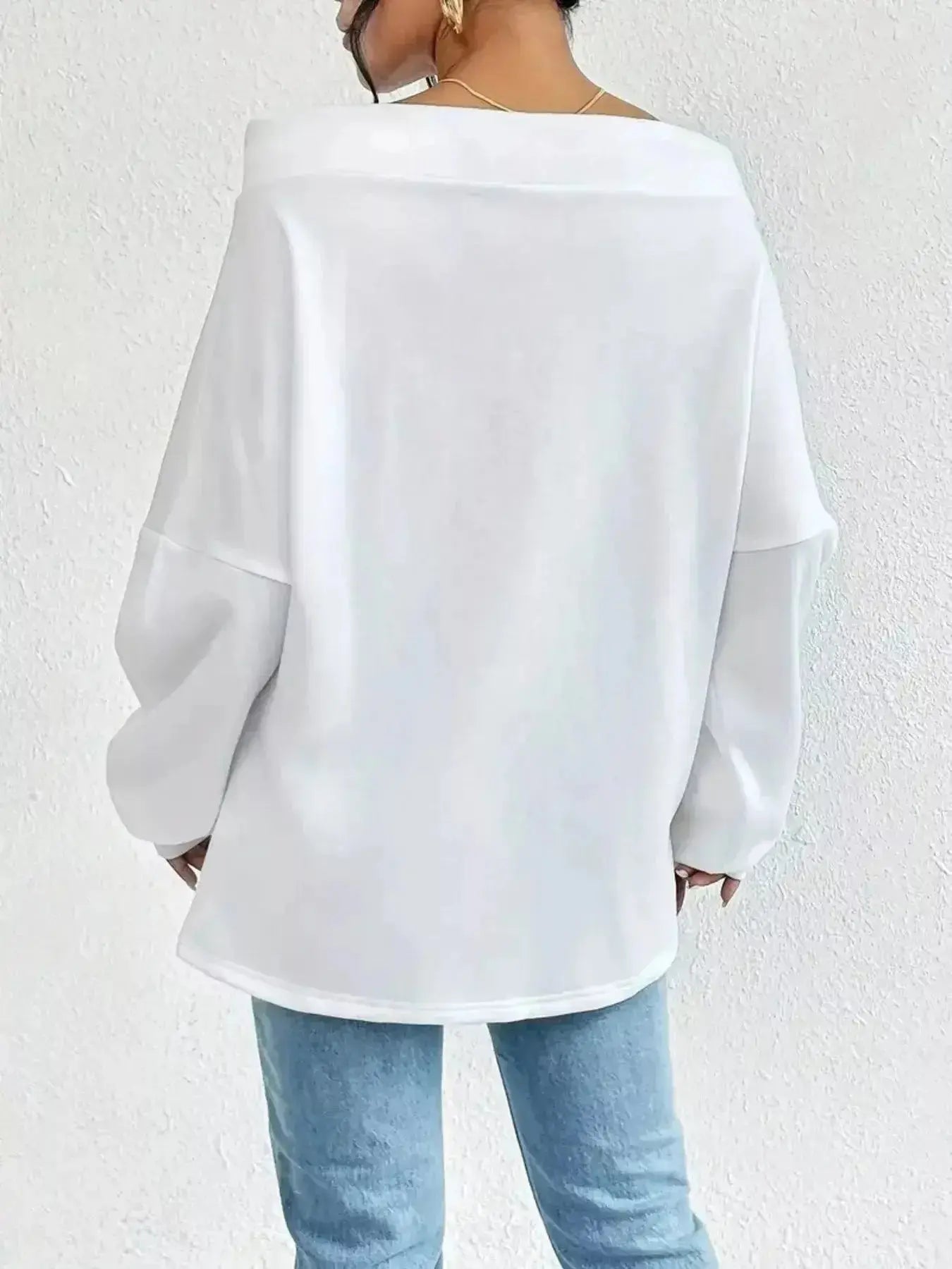 Off-Shoulder Drawstring Sweatshirt - Plush Fashion Hub