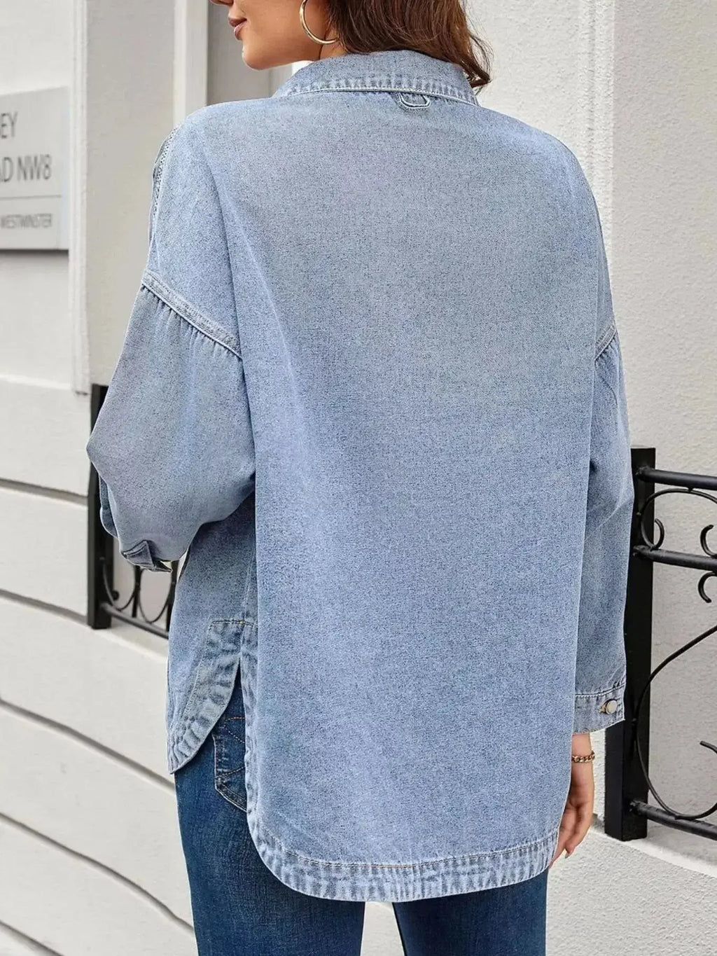 Casual Button Up Loose Fit Denim Jacket - Plush Fashion Hub