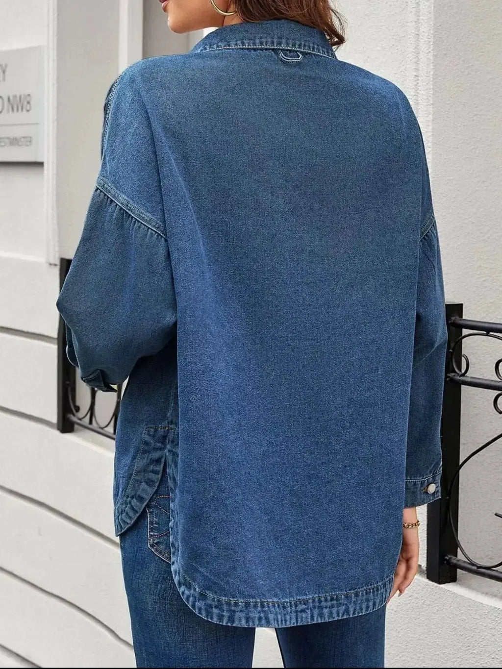 Casual Button Up Loose Fit Denim Jacket - Plush Fashion Hub