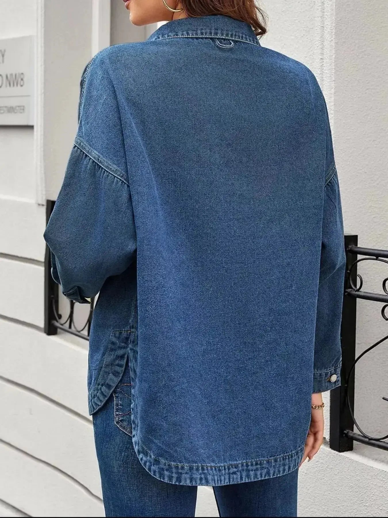 Casual Button Up Loose Fit Denim Jacket - Plush Fashion Hub