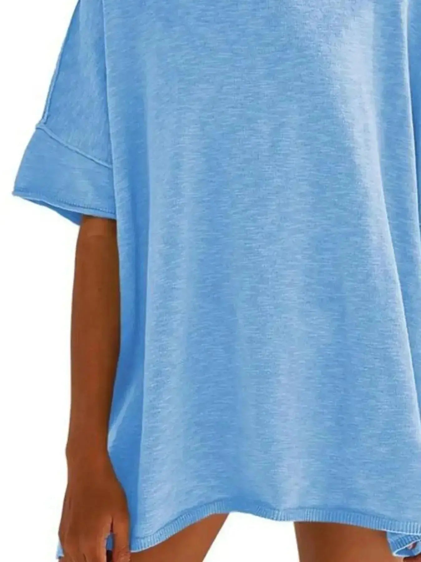 Oversized Round Neck Drop-Shoulder T-Shirt - Plush Fashion Hub