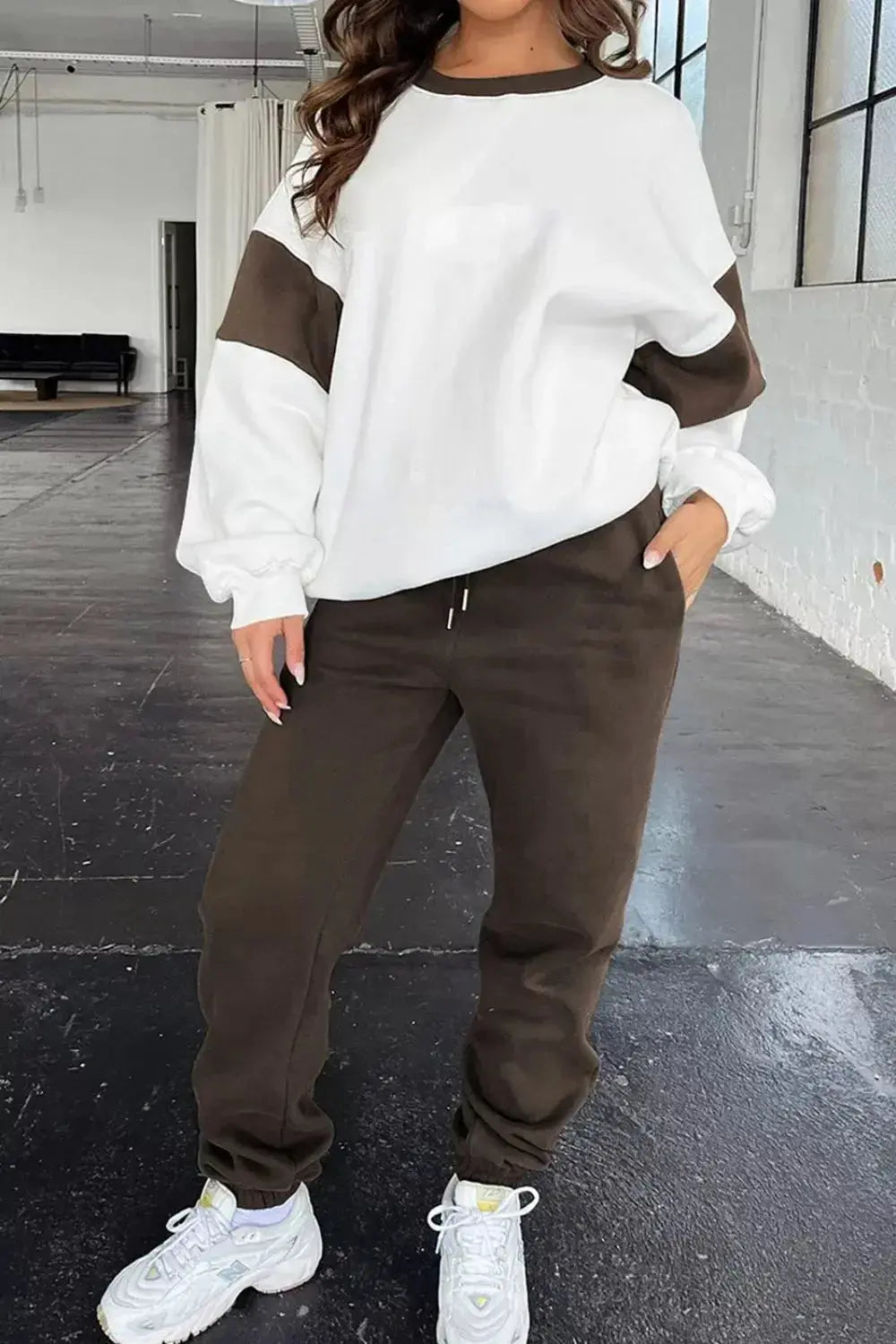 Drop Shoulder Loose Sweatshirt and Joggers Active Set - Plush Fashion Hub
