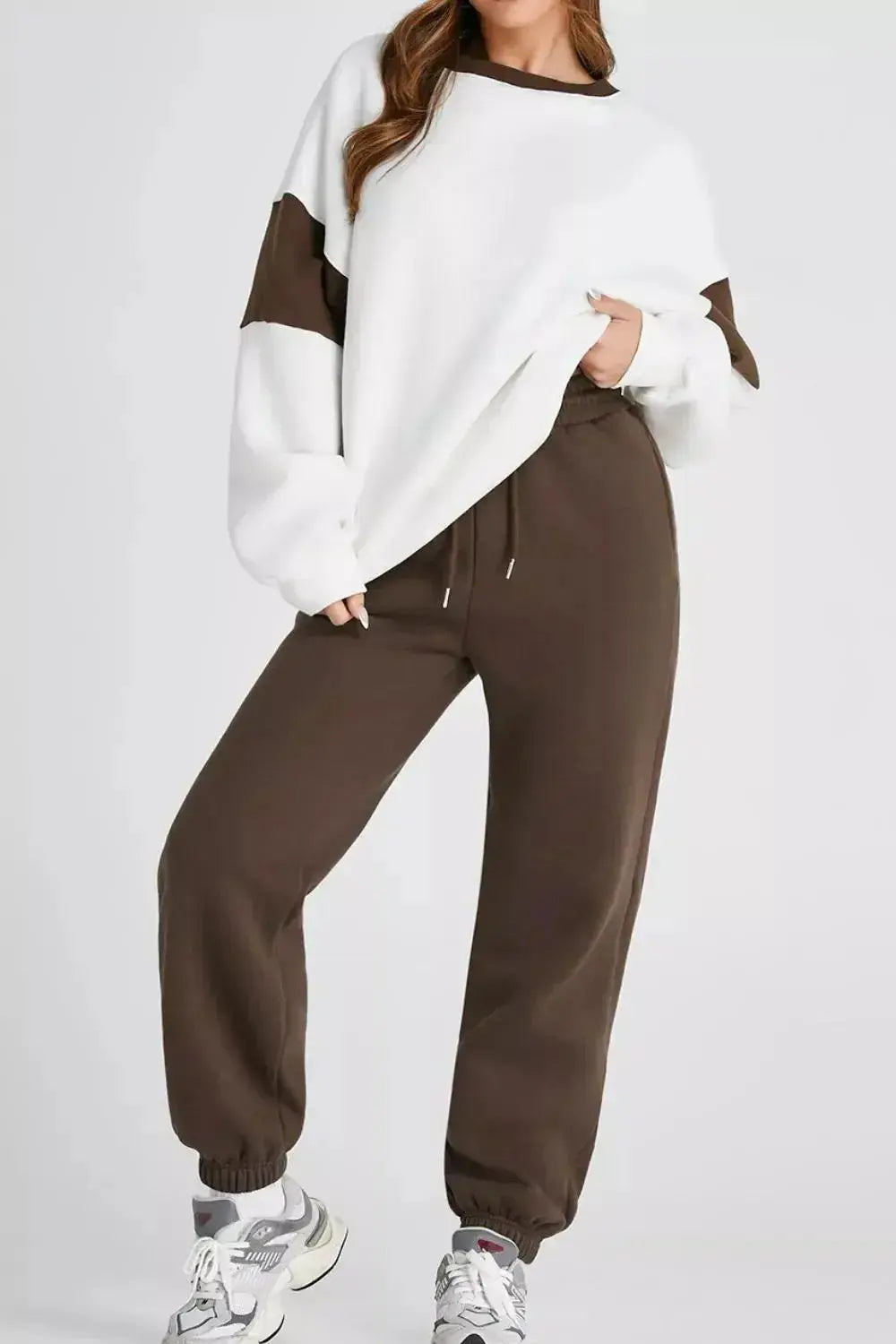 Drop Shoulder Loose Sweatshirt and Joggers Active Set - Plush Fashion Hub
