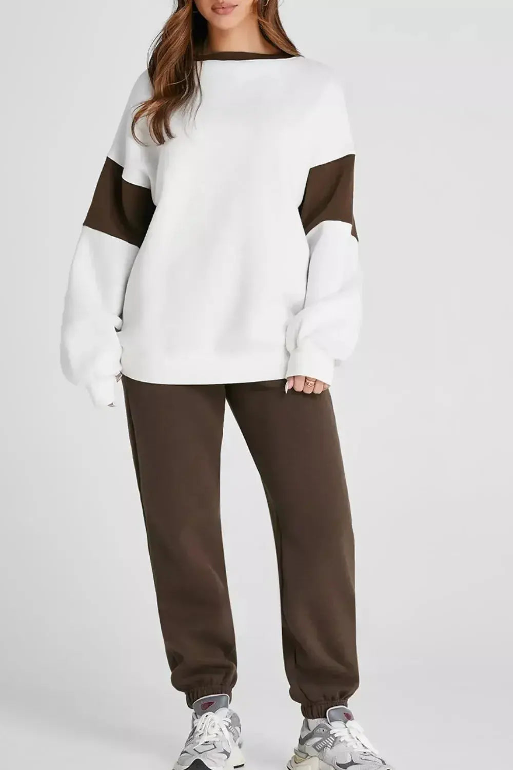 Drop Shoulder Loose Sweatshirt and Joggers Active Set - Plush Fashion Hub