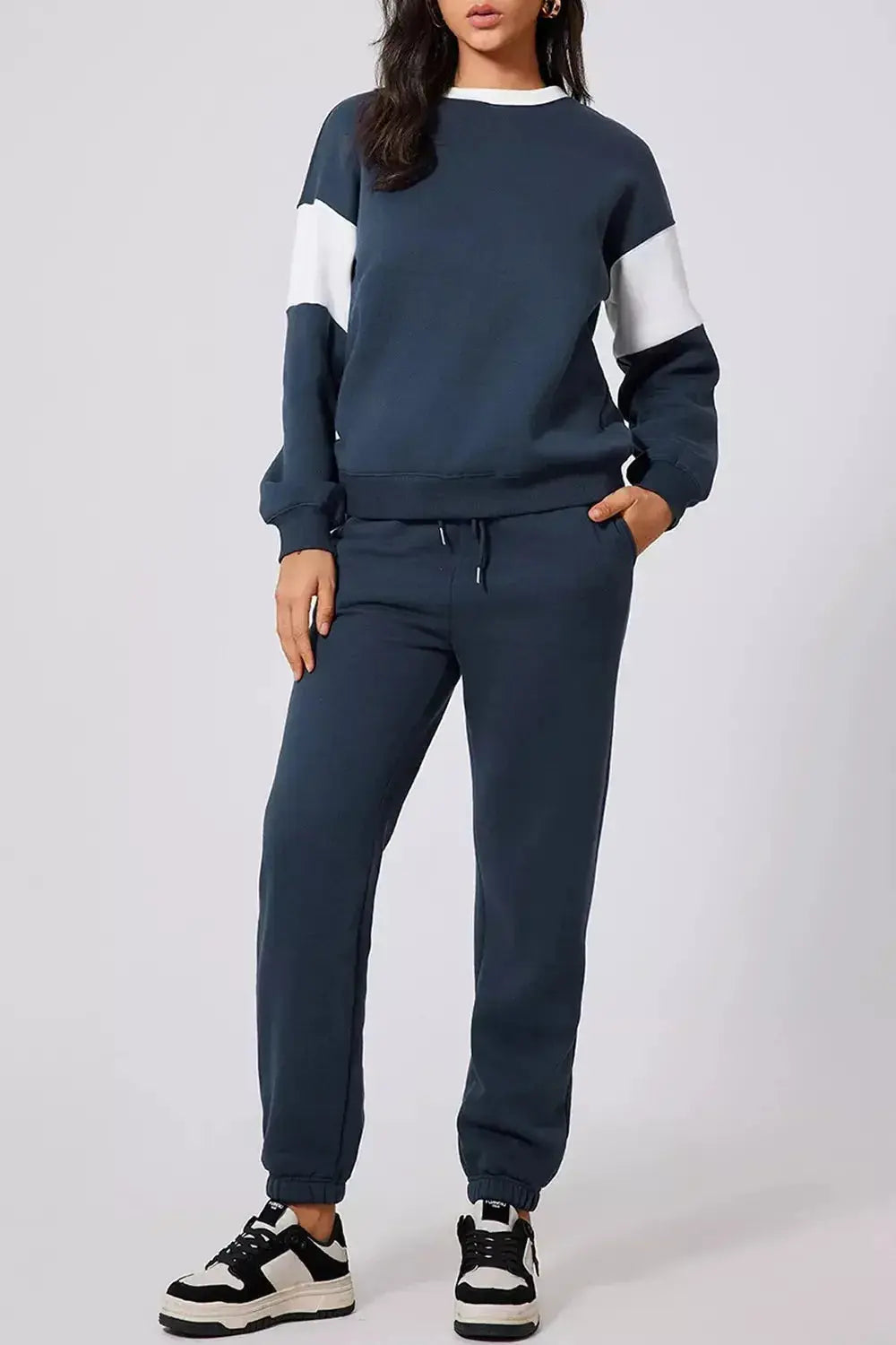 Drop Shoulder Loose Sweatshirt and Joggers Active Set - Plush Fashion Hub