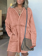 Full Size Button-Front Long Sleeve Denim Shirt Dress Plus Size - Plush Fashion Hub