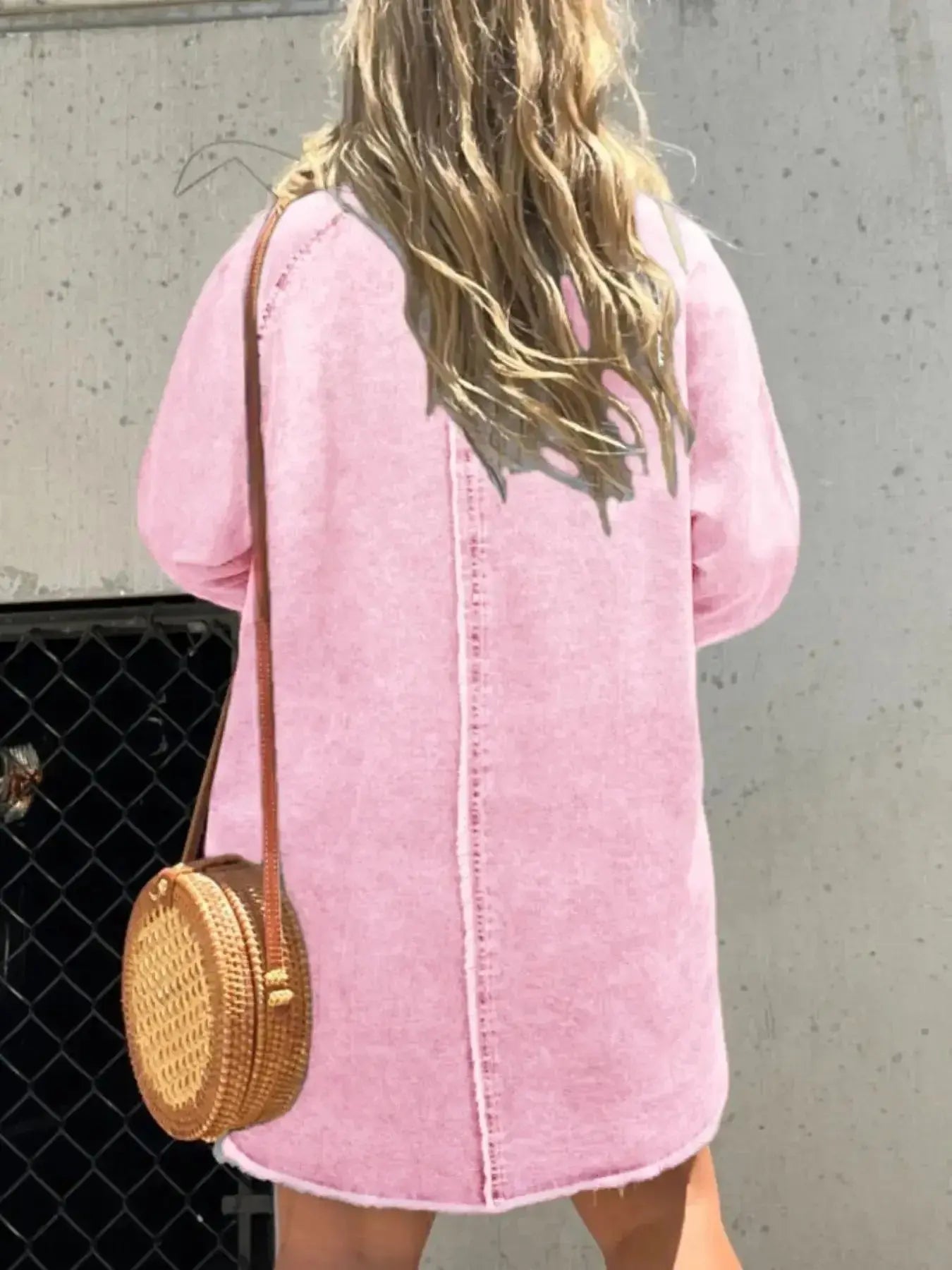 Full Size Button-Front Long Sleeve Denim Shirt Dress Plus Size - Plush Fashion Hub