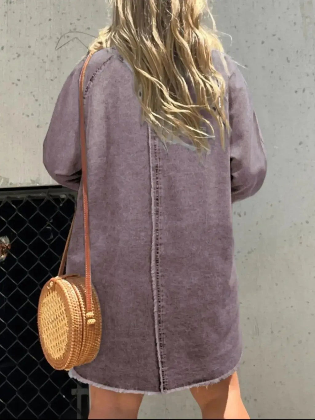 Full Size Button-Front Long Sleeve Denim Shirt Dress Plus Size - Plush Fashion Hub