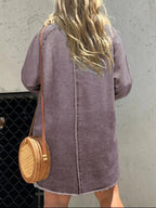 Full Size Button-Front Long Sleeve Denim Shirt Dress Plus Size - Plush Fashion Hub