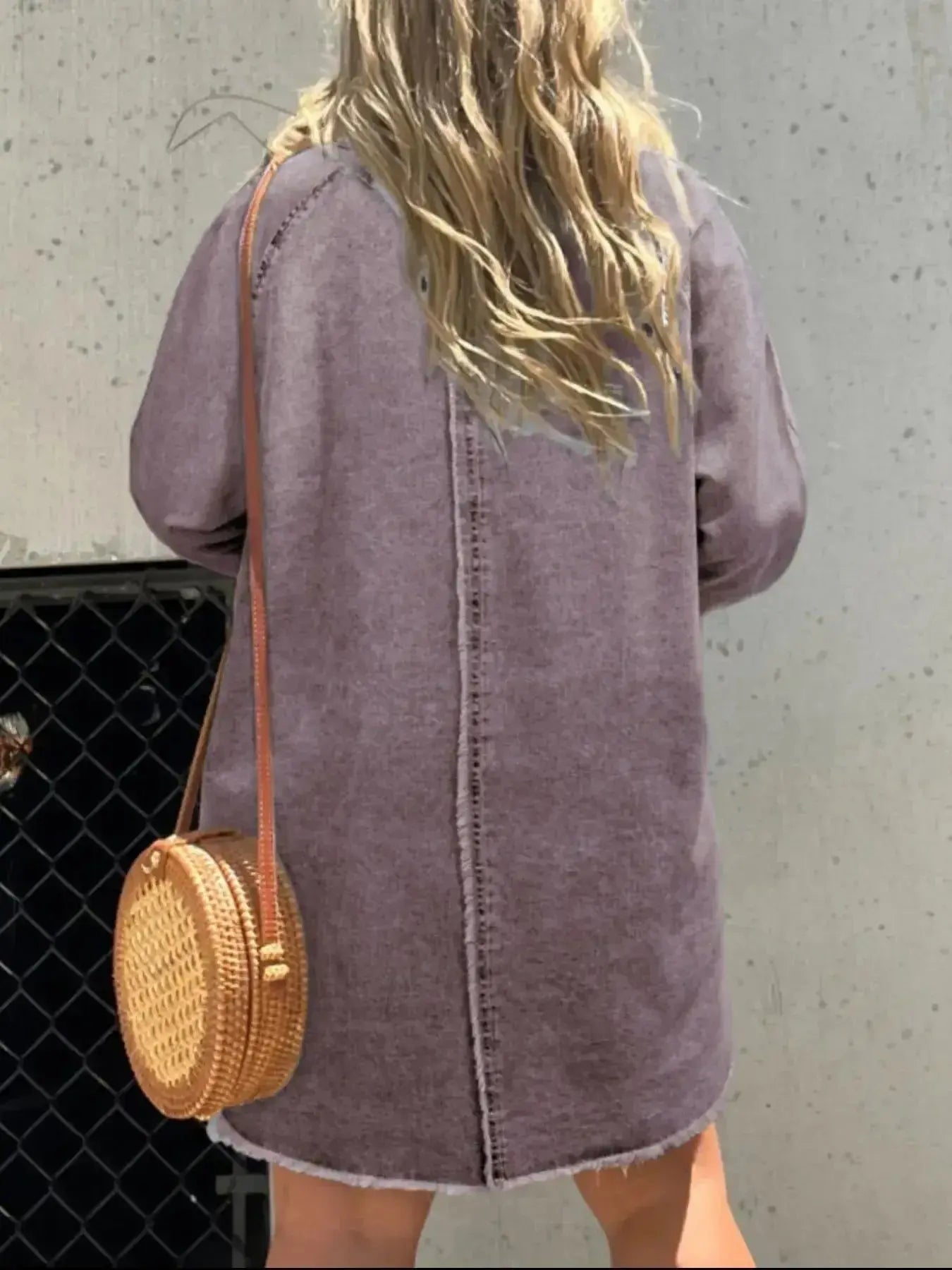 Full Size Button-Front Long Sleeve Denim Shirt Dress Plus Size - Plush Fashion Hub