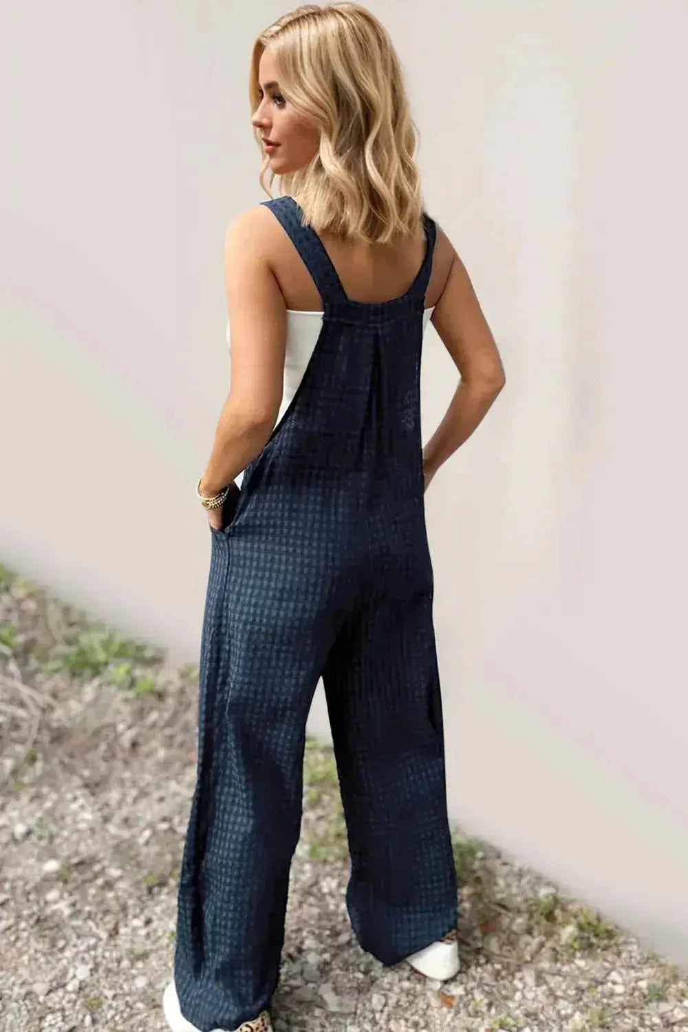 Oh Full Size Plaid Wide Leg Overalls with Pockets - Plush Fashion Hub