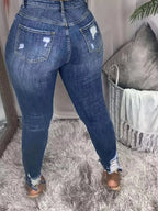 Plus Size Slim Fit Distressed Jeans - Plush Fashion Hub