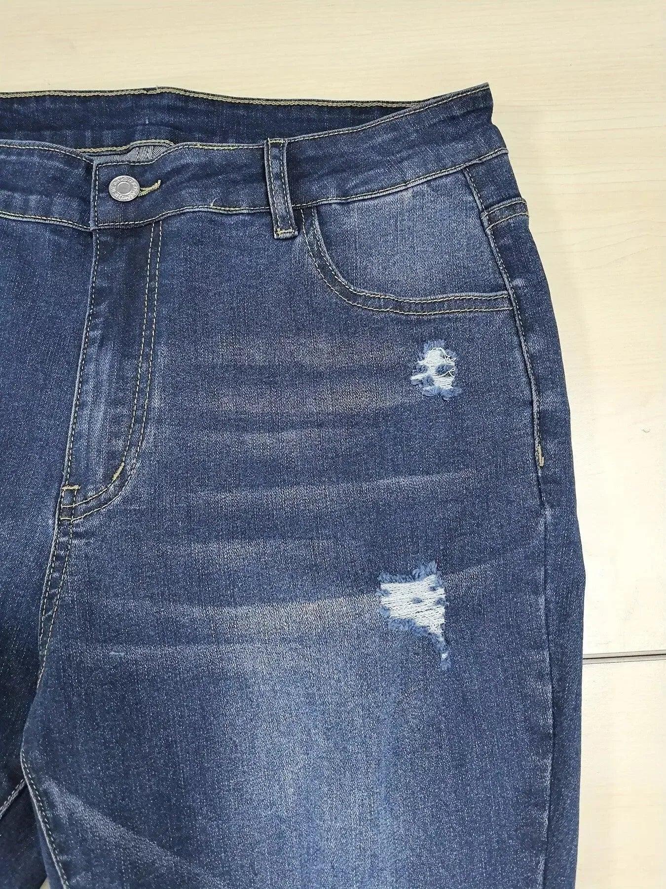 Plus Size Slim Fit Distressed Jeans - Plush Fashion Hub