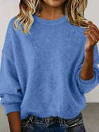 Full Size Round Neck Dropped Shoulder Sweater Plus Size - Plush Fashion Hub