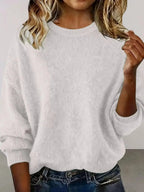 Full Size Round Neck Dropped Shoulder Sweater Plus Size - Plush Fashion Hub