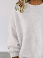 Full Size Round Neck Dropped Shoulder Sweater Plus Size - Plush Fashion Hub