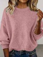 Full Size Round Neck Dropped Shoulder Sweater Plus Size - Plush Fashion Hub