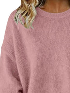 Full Size Round Neck Dropped Shoulder Sweater Plus Size - Plush Fashion Hub