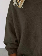 Full Size Round Neck Dropped Shoulder Sweater Plus Size - Plush Fashion Hub