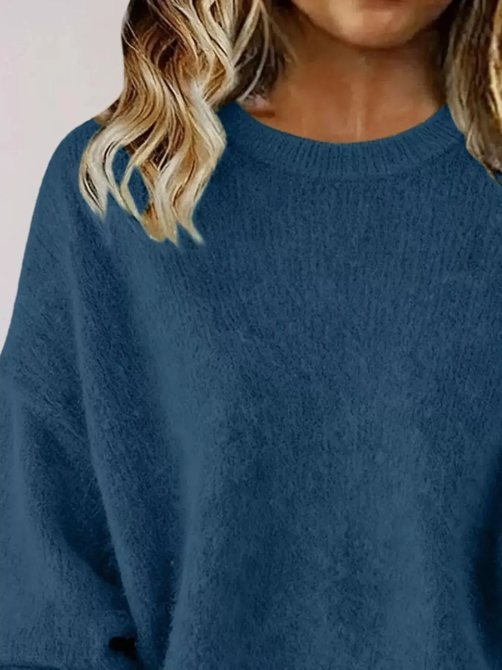 Full Size Round Neck Dropped Shoulder Sweater Plus Size - Plush Fashion Hub