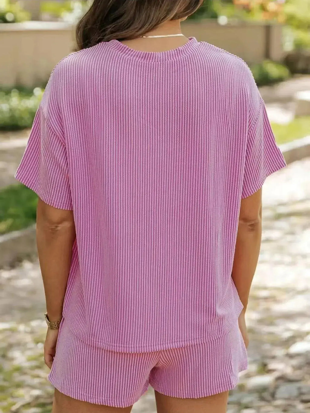 Full Size Ribbed Short Sleeve Top and Shorts Two-Piece Set Plus Size - Plush Fashion Hub