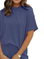 Full Size Ribbed Short Sleeve Top and Shorts Two-Piece Set Plus Size - Plush Fashion Hub