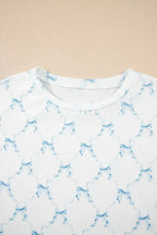 Printed Round Neck Top and Shorts Two-Piece Lounge Set - Plush Fashion Hub