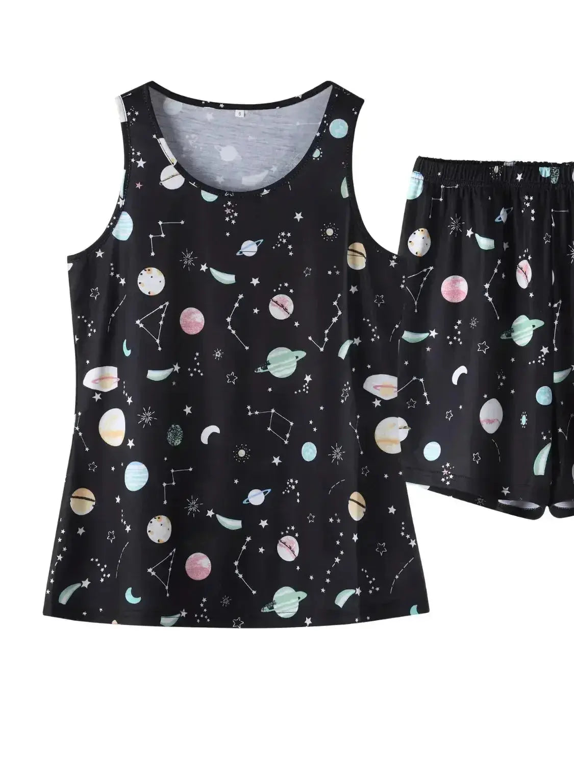 Printed Round Neck Top and Shorts Lounge Set - Plush Fashion Hub