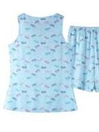 Printed Round Neck Top and Shorts Lounge Set - Plush Fashion Hub