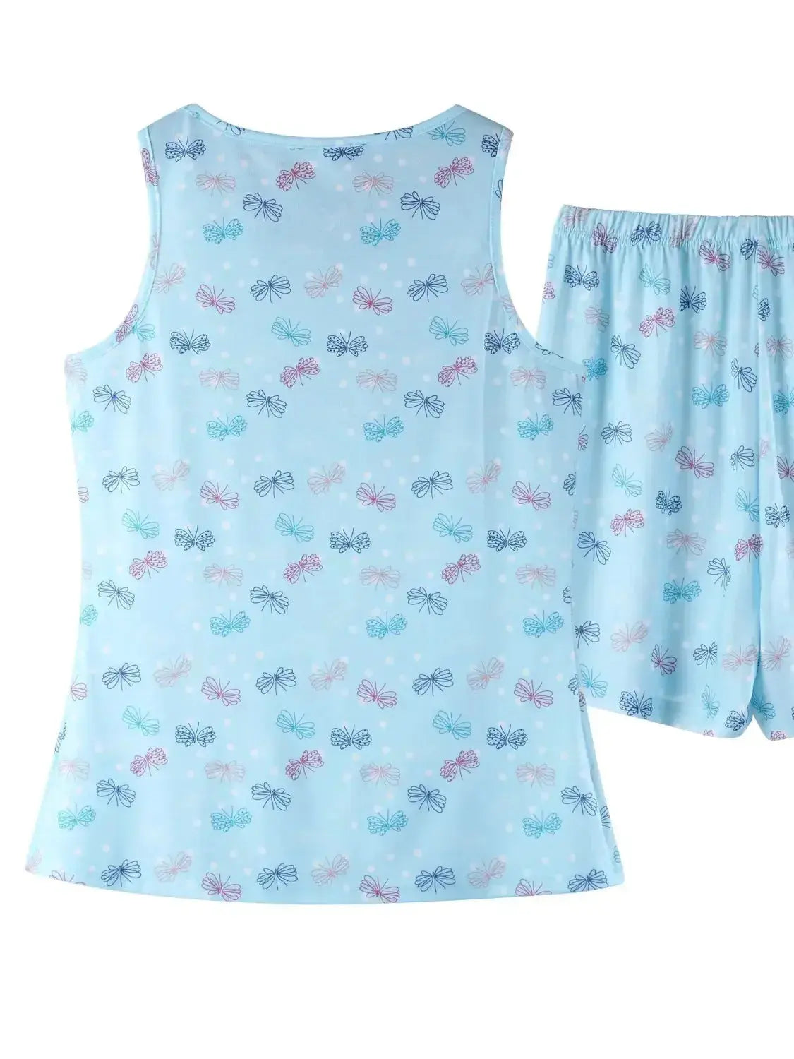 Printed Round Neck Top and Shorts Lounge Set - Plush Fashion Hub