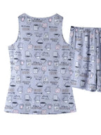 Printed Round Neck Top and Shorts Lounge Set - Plush Fashion Hub