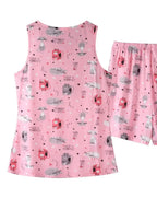 Printed Round Neck Top and Shorts Lounge Set - Plush Fashion Hub