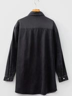 Chest Pocket Raw Hem Denim Loose Shirt Dress - Plush Fashion Hub