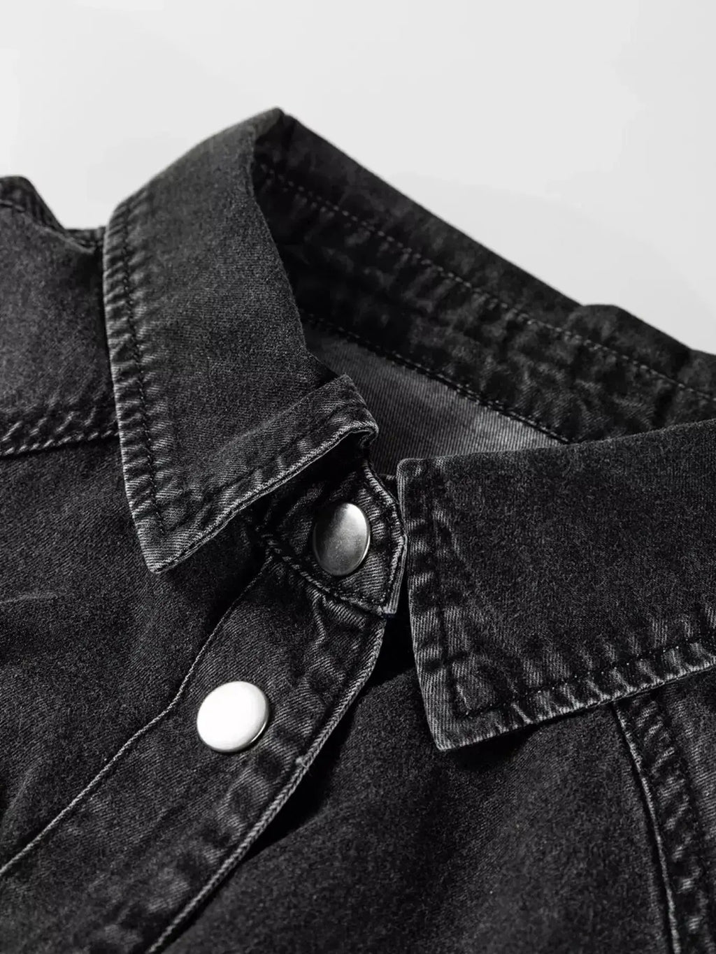 Chest Pocket Raw Hem Denim Loose Shirt Dress - Plush Fashion Hub