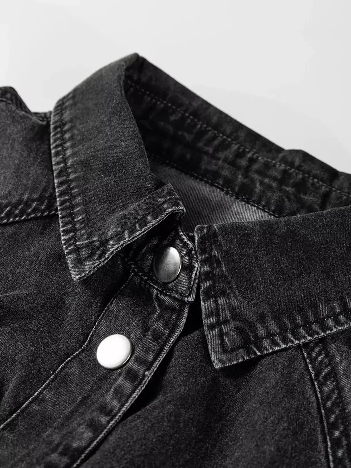 Chest Pocket Raw Hem Denim Loose Shirt Dress - Plush Fashion Hub