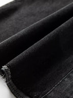 Chest Pocket Raw Hem Denim Loose Shirt Dress - Plush Fashion Hub